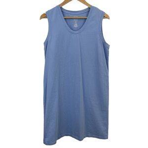 Core Life Tank Dress Womens L Blue Sleeveless Night Shirt 100% Cotton Casual EUC